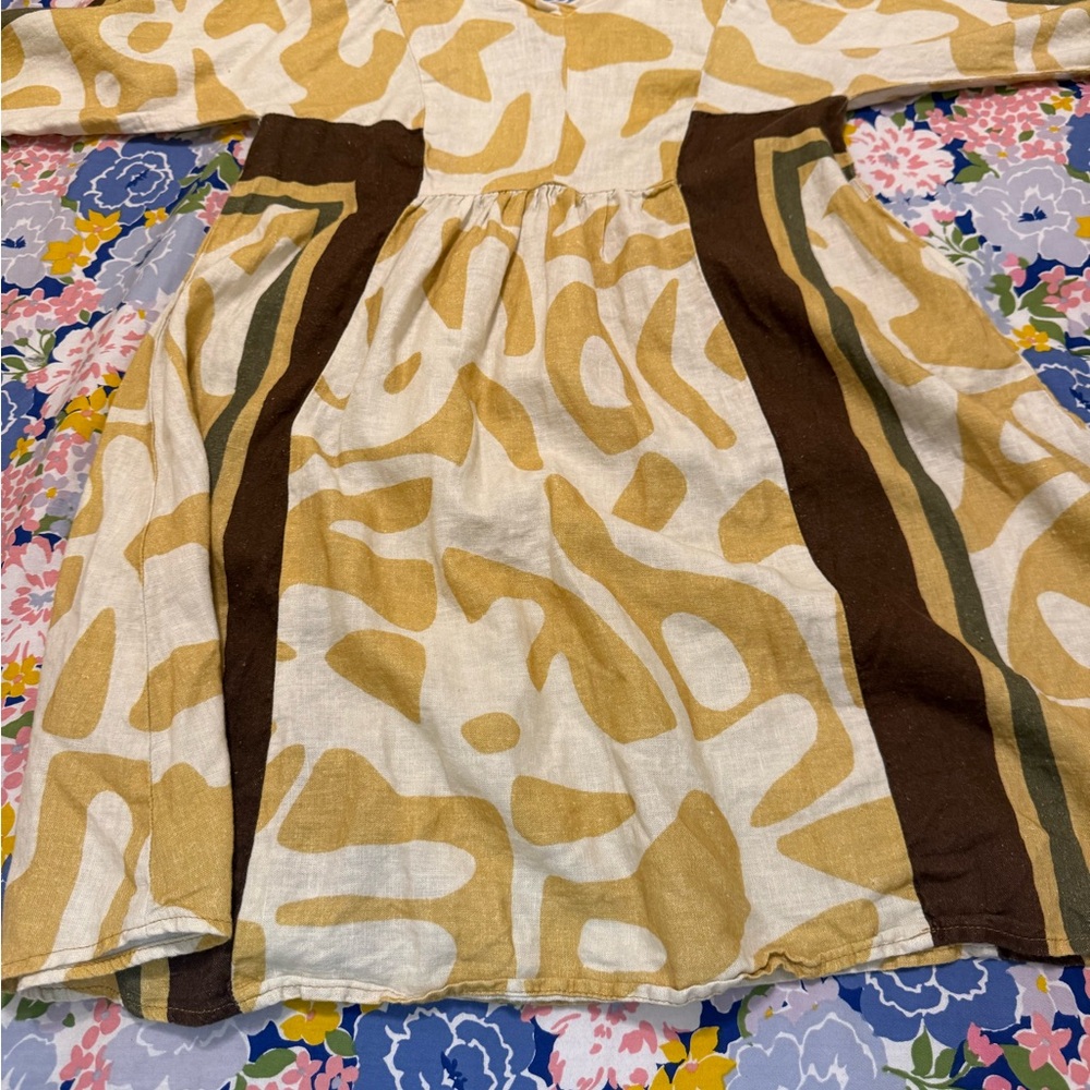 Zara Kids Casual Dress in Cream and Brown